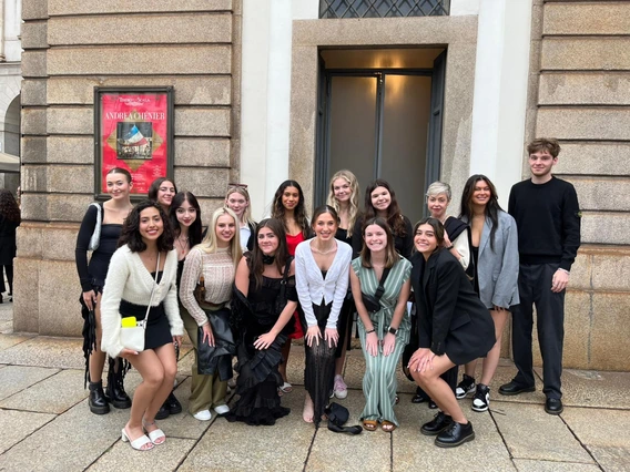 A group of students posing for a photo during a study abroad program.