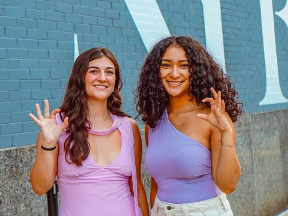 Gina D'Onofrio and Lailaa McClendon, University of Arizona fashion students, Norton School of Human Ecology, NYFW