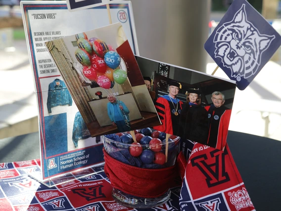 A table decorated for Norton's Homecoming Celebration