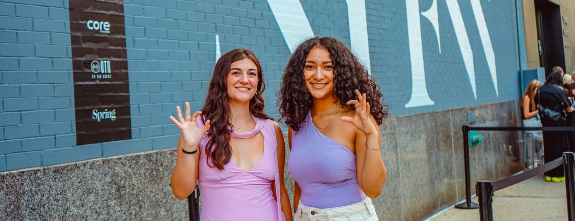 Gina D'Onofrio and Lailaa McClendon, University of Arizona fashion students, Norton School of Human Ecology, NYFW