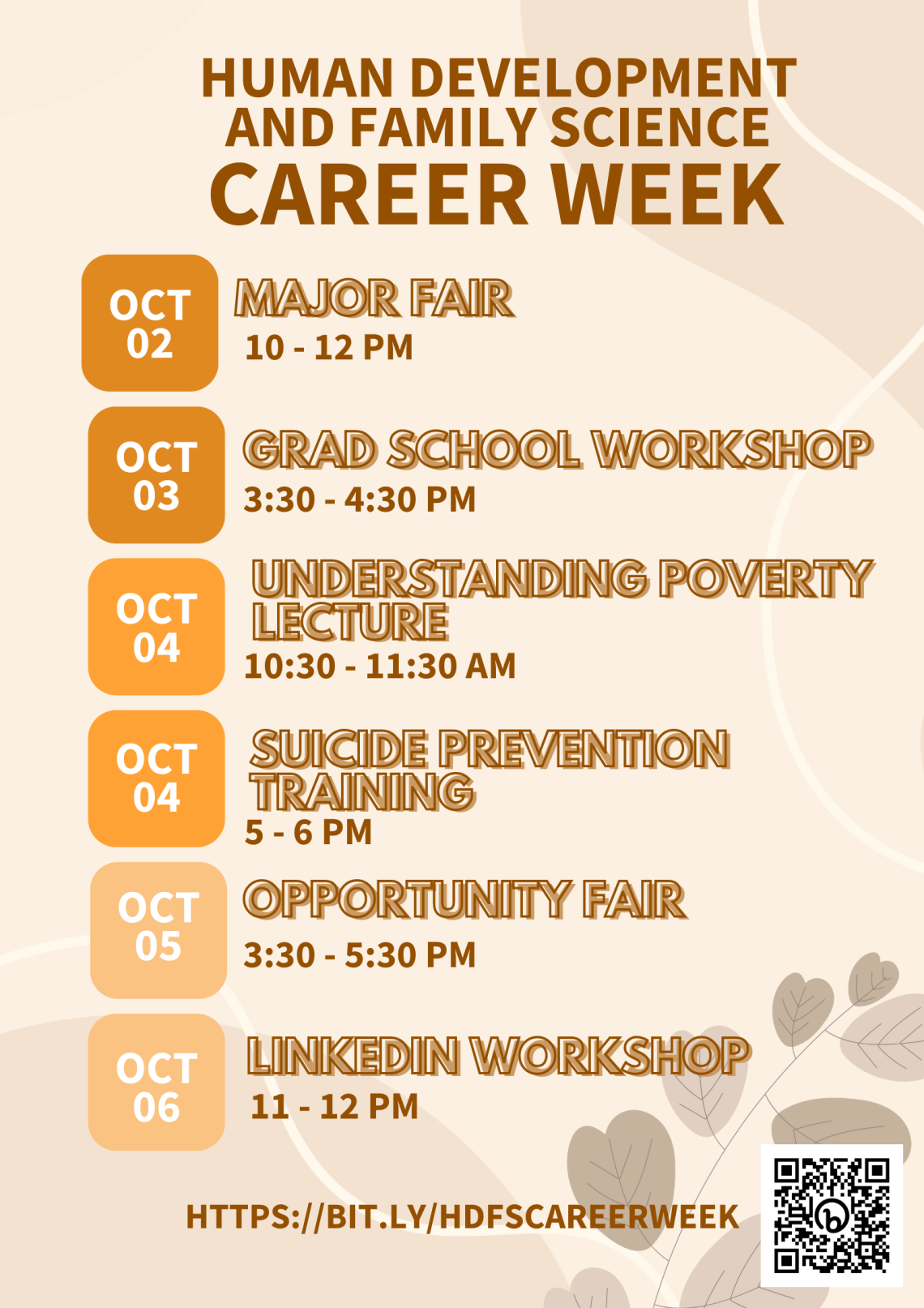 HDFS Career Week Schedule of Events