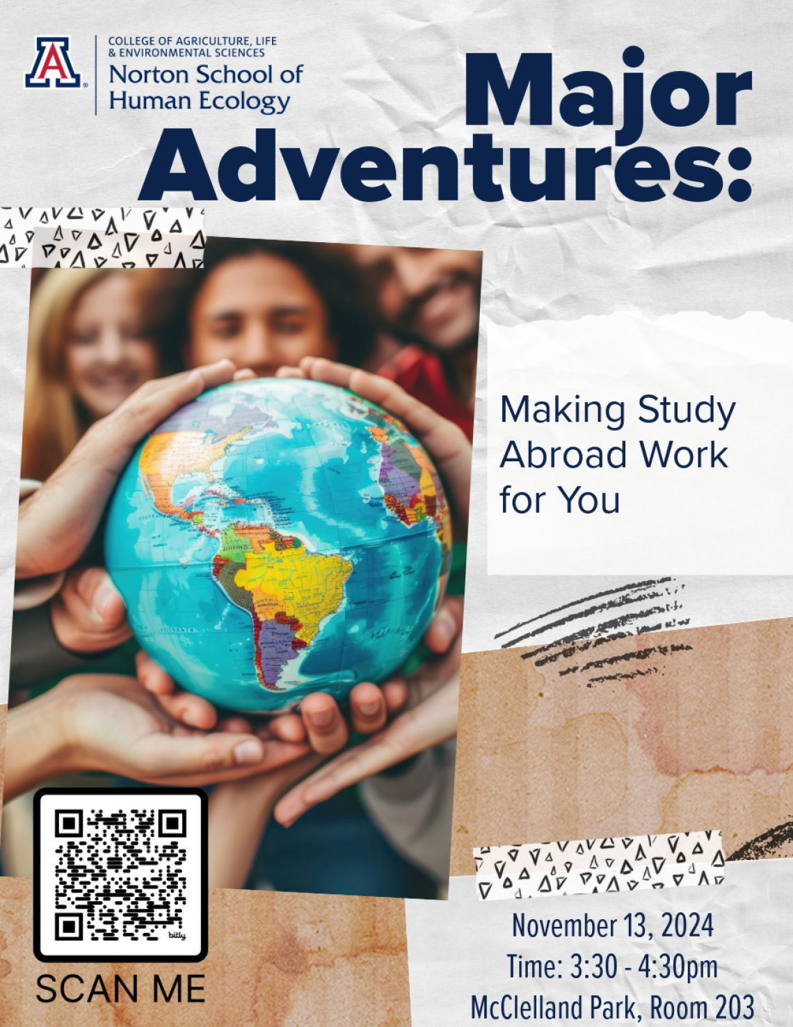 Major Adventures: Making Study Abroad Work for you. November 13, 2024. Time: 3:30-4:30PM. McClelland Park, Room 203